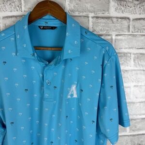 Levelwear Arizona Diamondbacks MLB Mens LARGE Mint Blue Palm AOP Golf Polo Shirt